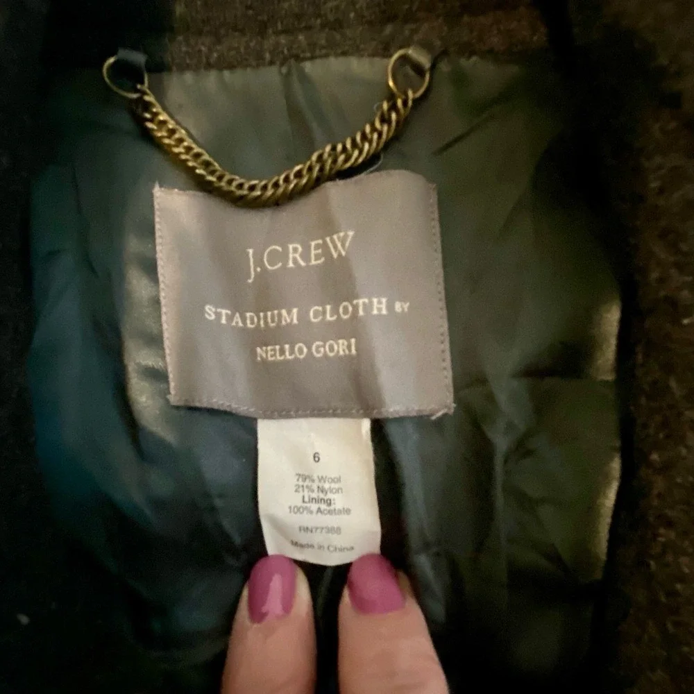 J. Crew Stadium Cloth by Nello Gori Black/Gray Peacoat - Picture 6 of 8